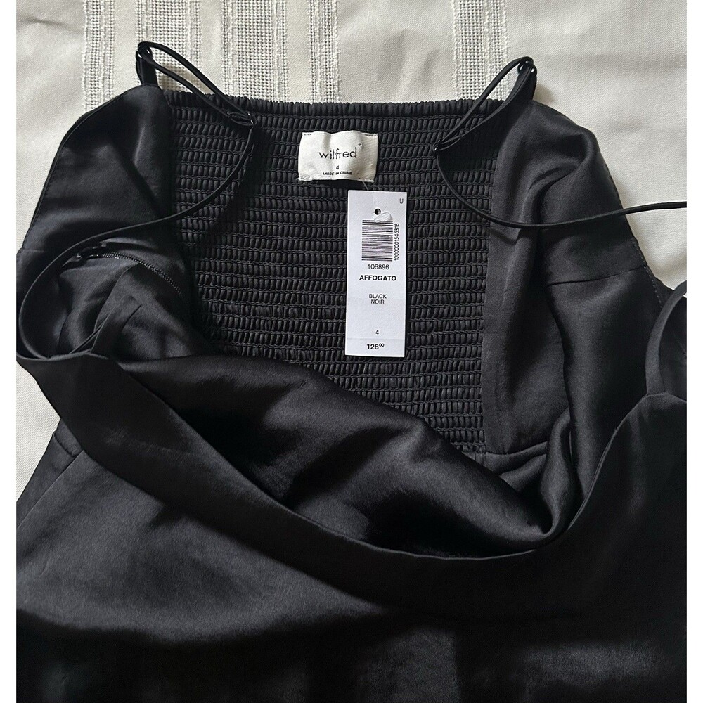 Aritzia Wilfred Affogato Midi Slip Dress Women’s Black Noir Size 4 NWT - Picture 14 of 16